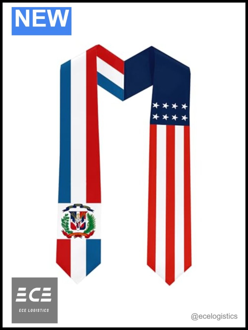 Satin Graduation Stole Scarf 70x5 Inch Double Sided Country Flag